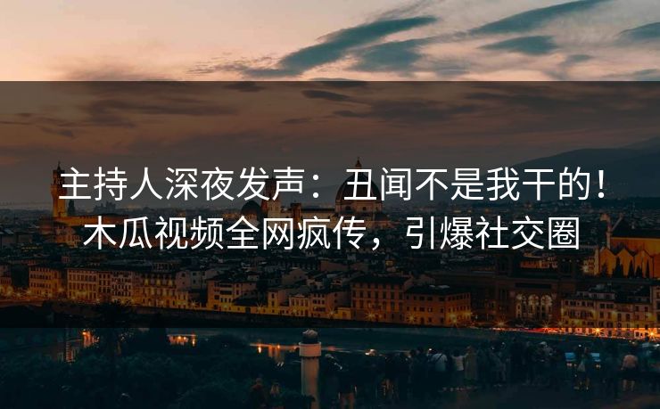主持人深夜发声:丑闻不是我干的!木瓜视频全网疯传,引爆社交圈