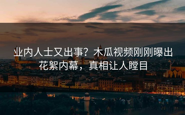 业内人士又出事？木瓜视频刚刚曝出花絮内幕，真相让人瞠目