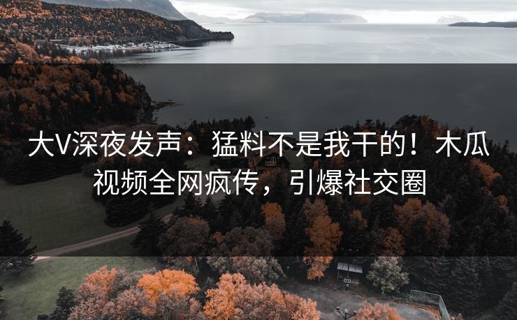 大V深夜发声：猛料不是我干的！木瓜视频全网疯传，引爆社交圈