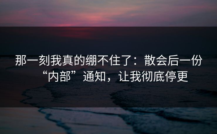 那一刻我真的绷不住了:散会后一份“内部”通知,让我彻底停更